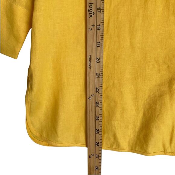 Kim Rogers Linen Shirt Top M Yellow Button Up 3/4 Sleeve Artsy Breathable Travel - Picture 6 of 7